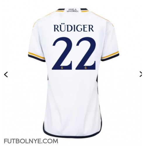 Camiseta Real Madrid Antonio Rudiger #22 Primera Equipación para mujer 2023-24 manga corta